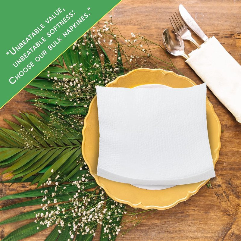 Pantryware Essentials Paper Lunch Napkins. 500 Count Lunch Napkins 1 Ply, White. 12 x 12