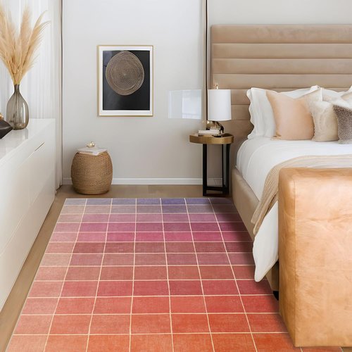 **Skiennix Ombre Pink and Orange Area Rug - Washable Non-Slip Design for Living Room | 5x7 Size**