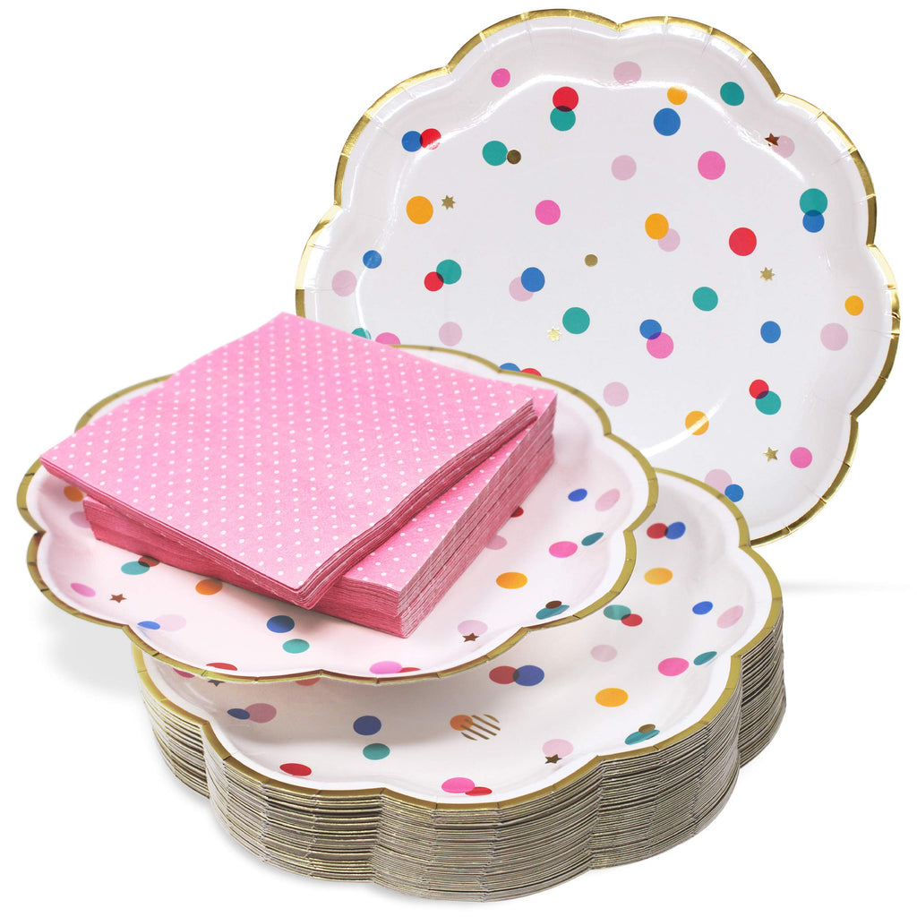Premium Pink and Gold Party Plates Set - 30 Pack Disposable Plates and Napkins, Ultra-Durable 400GSM, No Soggy Mess