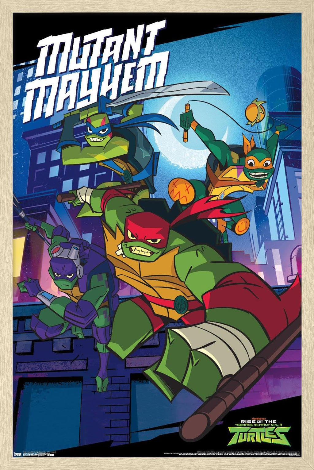 Nickelodeon Rise of The Teenage Mutant Ninja Turtles - Mayhem Wall Poster, 22.4L" x 14.7W", Blonde Framed Version