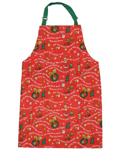 MJC Grinch Apron Dr Seuss How The GRINCH Stole Christmas Storybook Icons Adult Kitchen Apron Adjustable Neck Baking Cooking