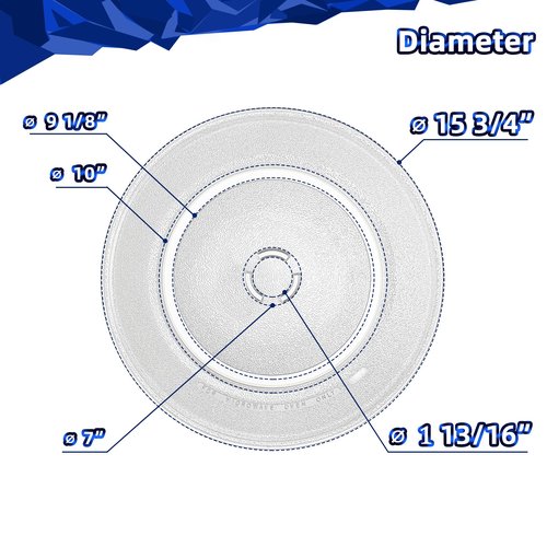 MorefaLife 15.75" Microwave Glass Plate compatible with KitchenAid W11373838 W10832238 W11340343 replacement for 15 3/4 inch Microwave Glass Turntable 461967721091