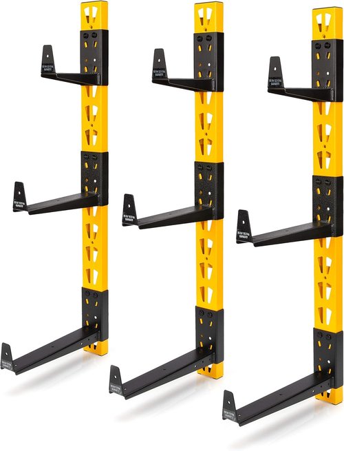 DEWALT 3-Piece Cantilever Wood Storage Rack - Heavy-Duty Workshop Shelving, Supports 273 lbs