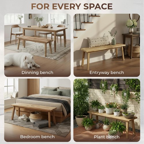 ARROWSTONE Solid Wood Bench for Entryway, Bed Bench, Dining, Plant Stand - Wooden Bench Indoor (47 inches)