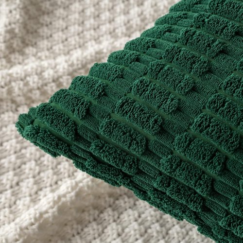 MIULEE Dark Green Corduroy Pillow Covers - Soft Boho Striped Design | 20x20 Inch for Modern Home Decor