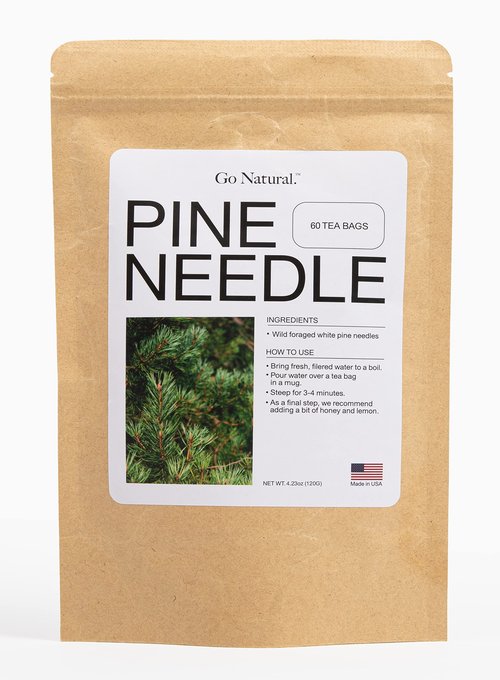 Pine needle tea, wild-foraged in the USA, picked from northern white pines | Protects against infection, strengthens immunity, high in antioxidants, natural suramin (60 Count (Pack of 1))