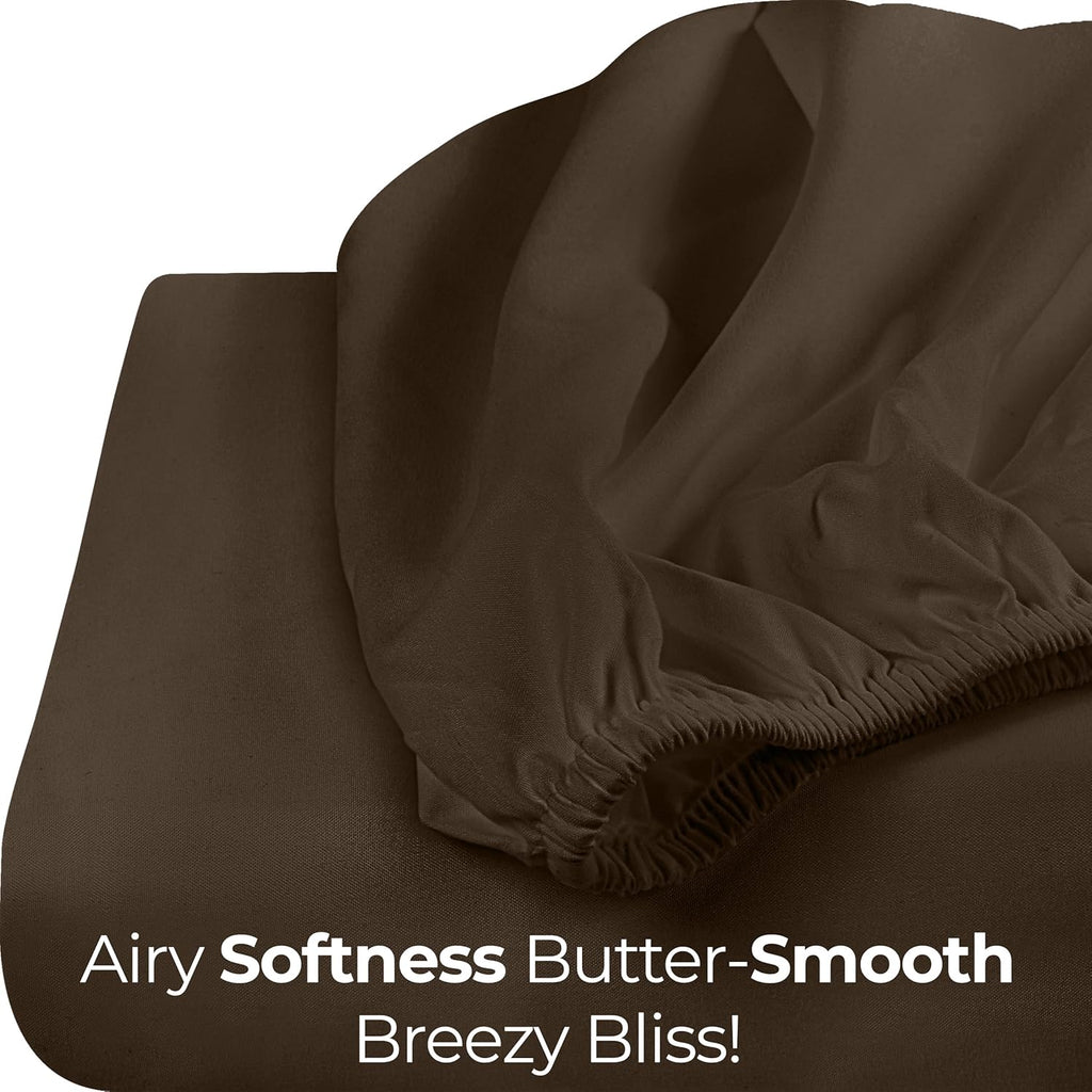 Utopia Bedding Queen Fitted Sheet - Deep Pocket Soft Microfiber - Fade Resistant & Easy Care (Brown)