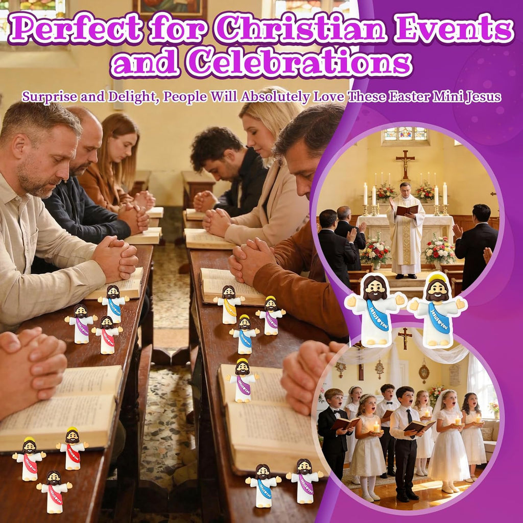 Skiennix Mini Jesus Figurines - 100Pcs Multicolor Collectible Dolls | Perfect for Easter Egg Stuffers
