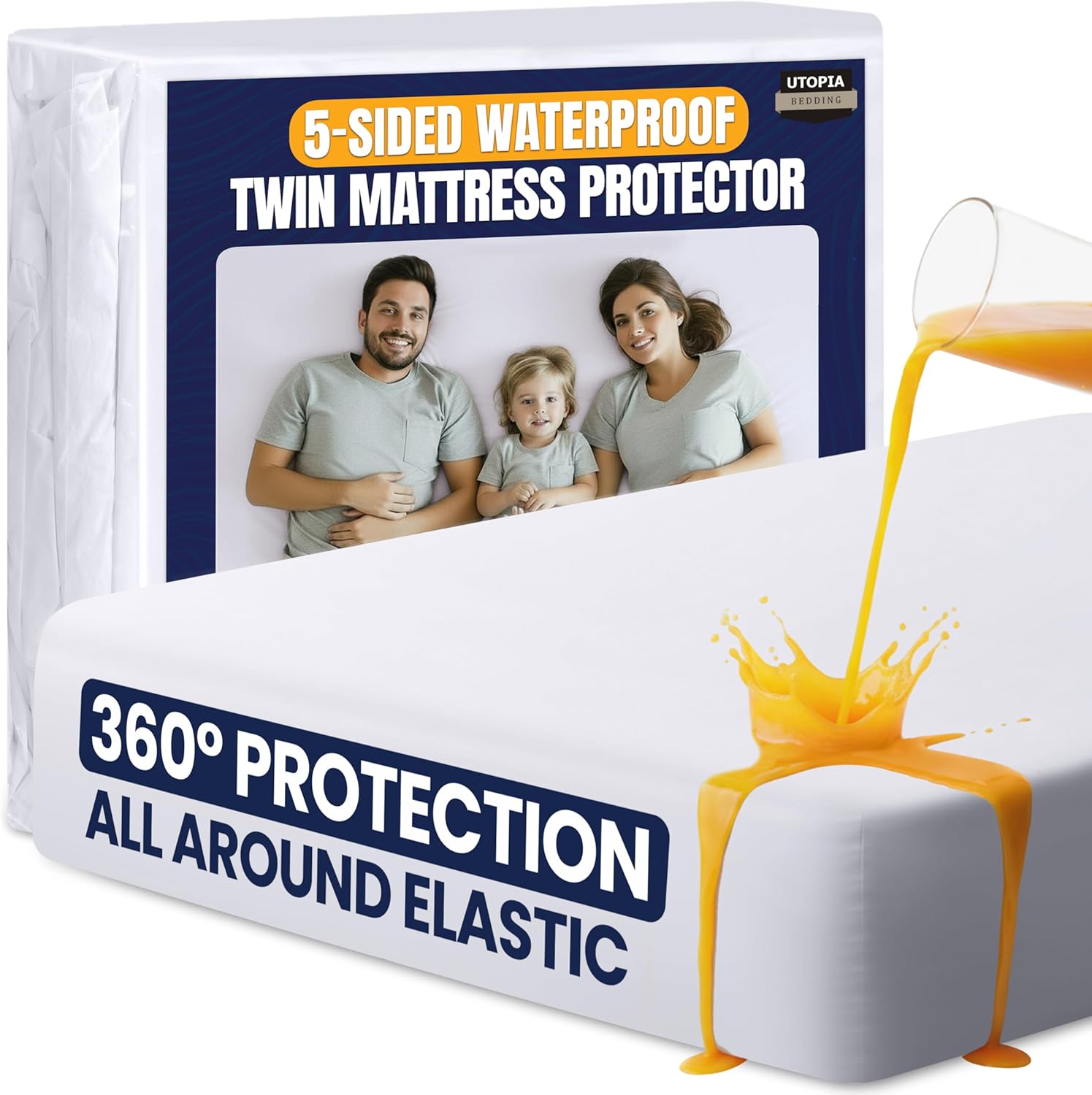Utopia Bedding Waterproof Twin Mattress Protector - Premium Breathable Fitted Cover (White)