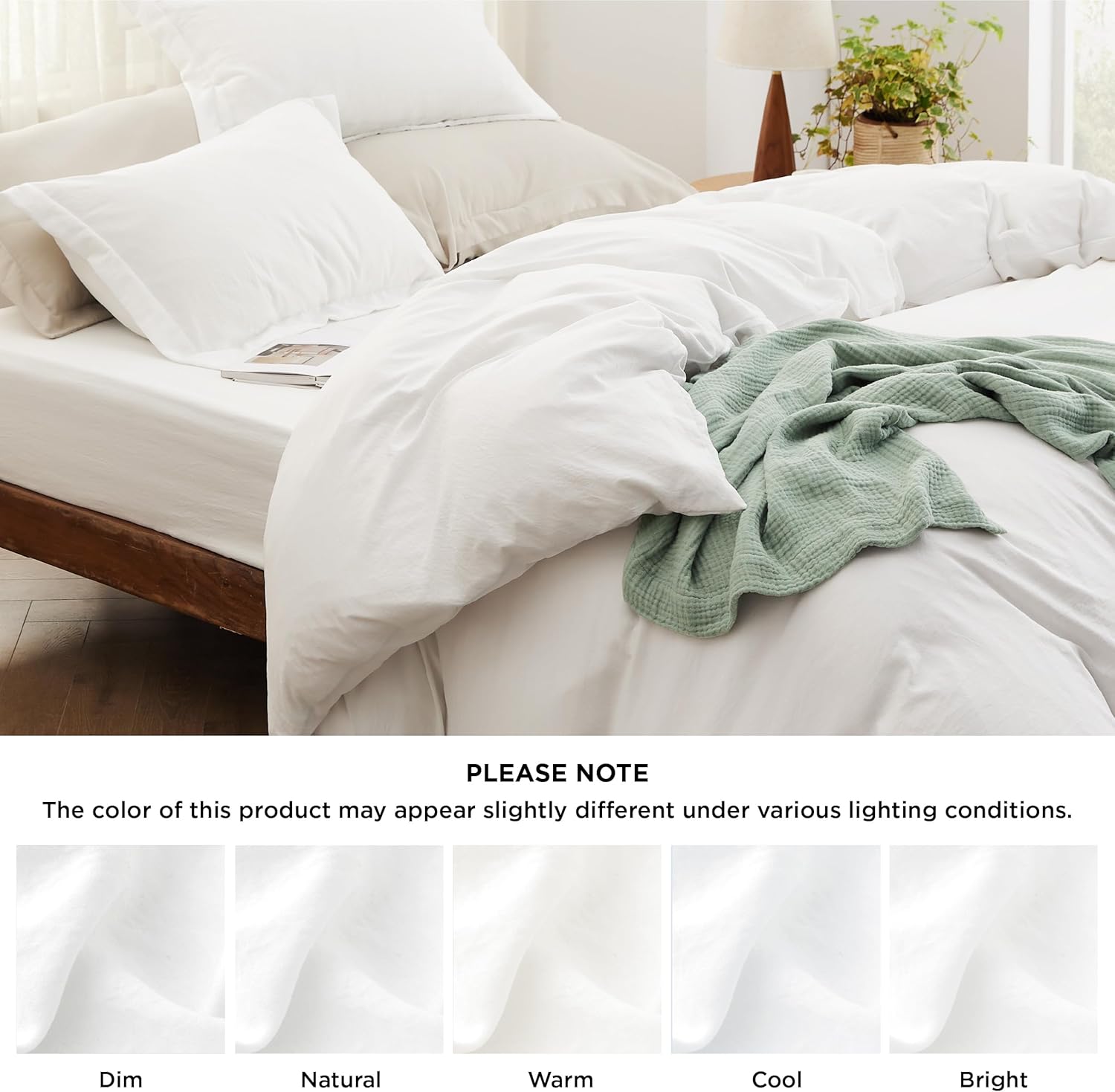 Bedsure Duvet Cover Set - King Size 4-Piece Extra Soft Cotton-Like Bedding in White | Includes Zipper Closure Duvet Cover 104x90 Inches, 2 Pillow Shams, Fitted Sheet
