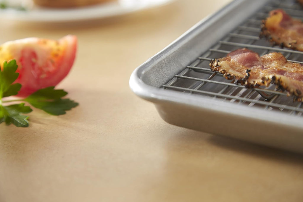 USA Pan Bakeware Quarter Sheet Baking Pan Set - Nonstick Metal with Cooling Rack