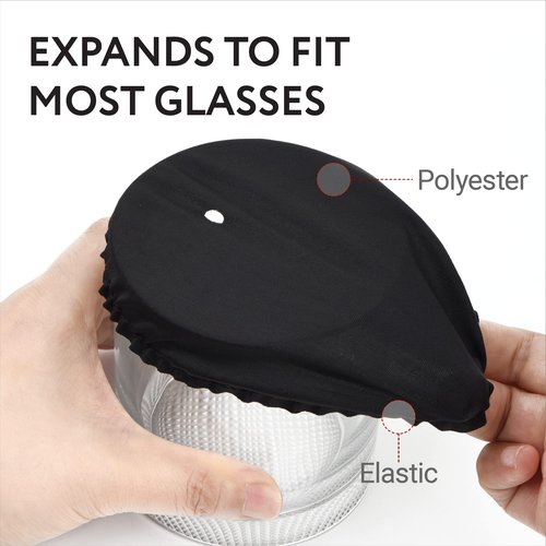IMPRESA [100-Pack] Drink Covers for Alcohol Protection - Fabric Drink Protector for Men & Women - Wine Glass Covers to Prevent Your Drink Getting Spiked - Black Cup Covers For Drinks