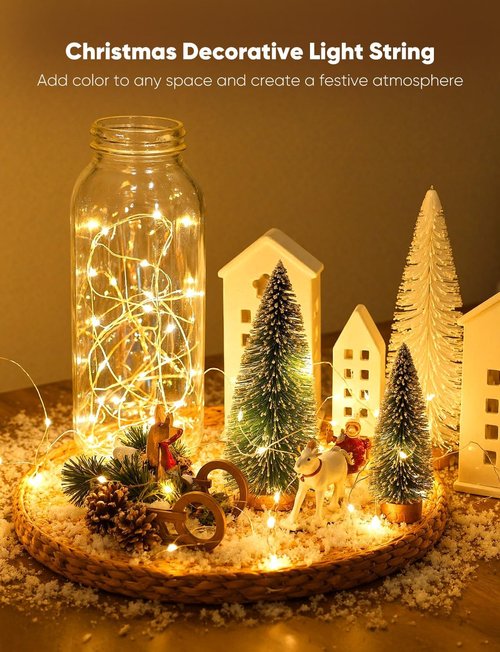 Minetom Fairy Lights - 12 Pack Battery Operated String Lights | 8 Modes, 7ft, 20LED Warm White, Waterproof Silver Wire for DIY Decor & Parties