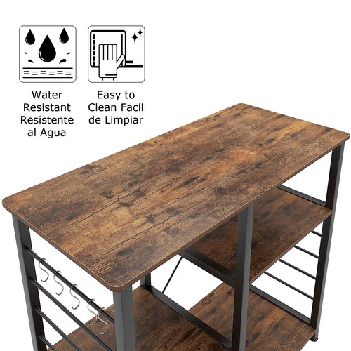 soges Baker's Shelves, Kitchen Shelves, Standing Shelves, Microwave Holder, Baker's Shelves, Household Shelving with 3 Shelves, Multifunctional Kitchen Shelving Storage Side Trolley, Rustic Brown