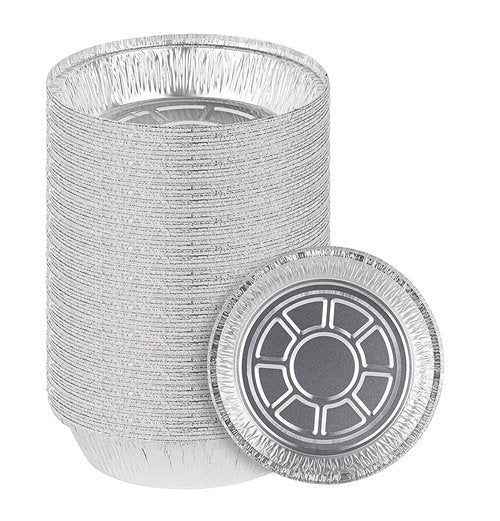 Mr Miracle Pack of 50 Disposable Aluminum Foil Pans –7 Inch Circular Aluminum Pans, Ideal for Baking, Storing, Heating, Serving, BBQ - Round Foil Pans