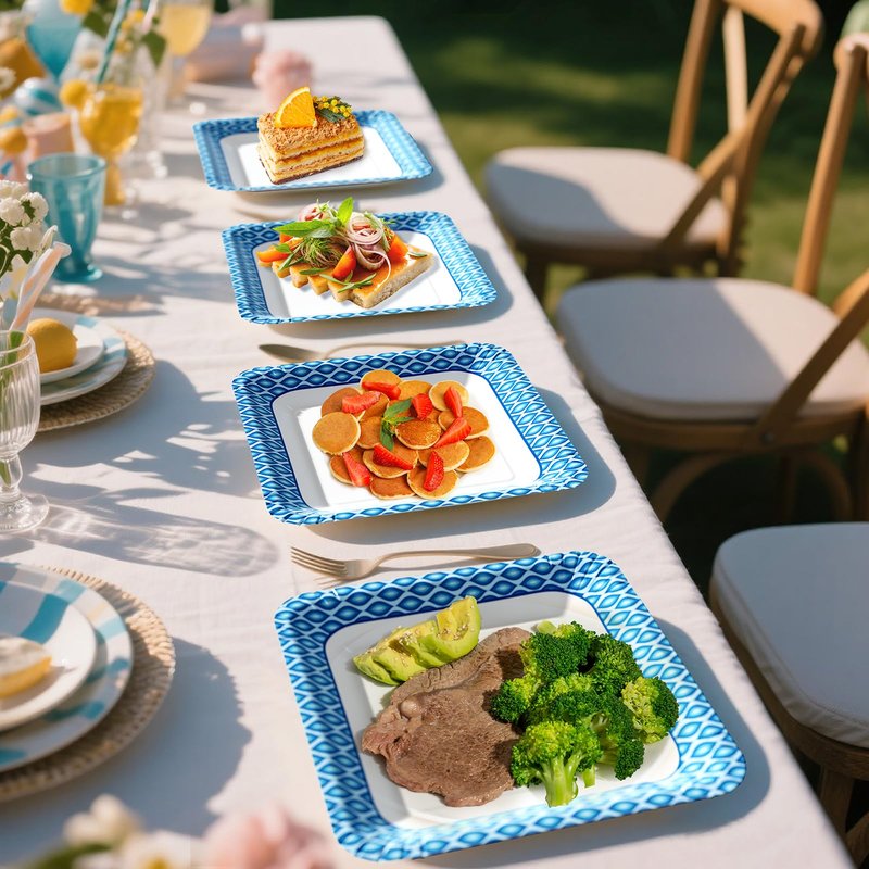 MUCHII 10 Inch Square Paper Plates, 140 Count Heavy Duty Bulk Disposable Paper Plates for Daily Use, Family Gatherings, Parties, Picnic