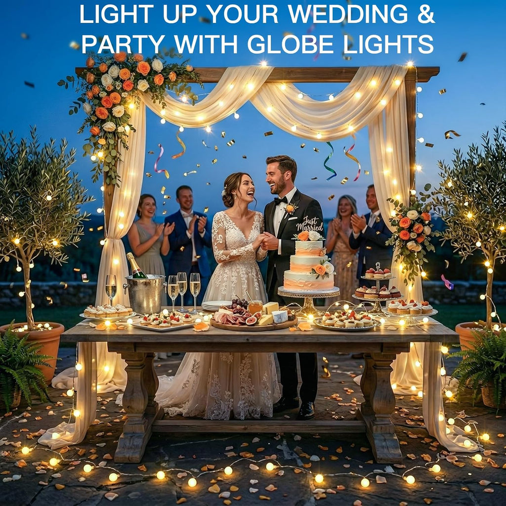 Suddus 33ft Connectable Globe String Lights - 100 LED Indoor Fairy Lights with Remote | Warm White Decor