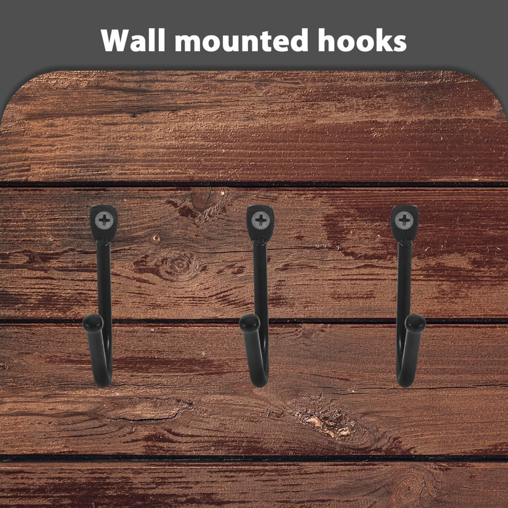 POPETPOP Heavy-Duty Garage Storage Hooks - 20pcs Steel Tool Organizer for Garden Tools & Bags | Wall-Mounted (Black)
