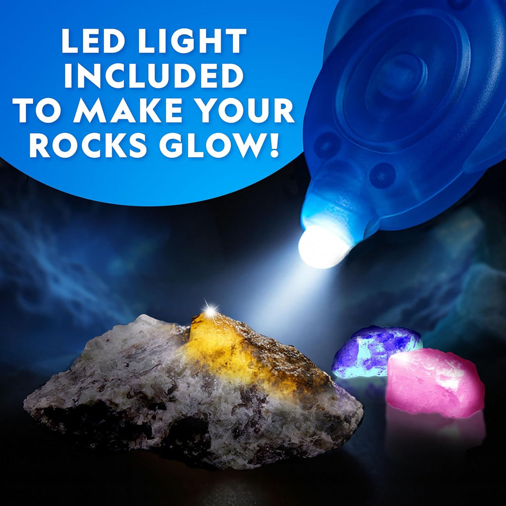 National Geographic Glow In The Dark Dig Kit - Excavate 6 Glowing Rocks & Dinosaurs | STEM Science Fun for Kids