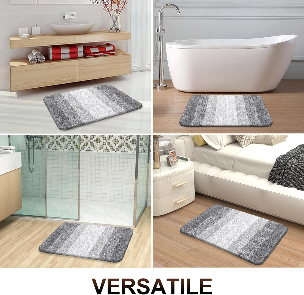 OLANLY Bath Rugs Mat - Extra Soft Microfiber, Quick Dry & Machine Washable | 24x16 Light Grey
