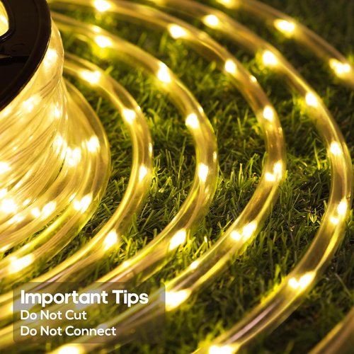 720 LED Rope Lights by 100FT - Waterproof Outdoor & Indoor Decoration with Remote, 8 Modes & 4 Brightness Levels | Warm White