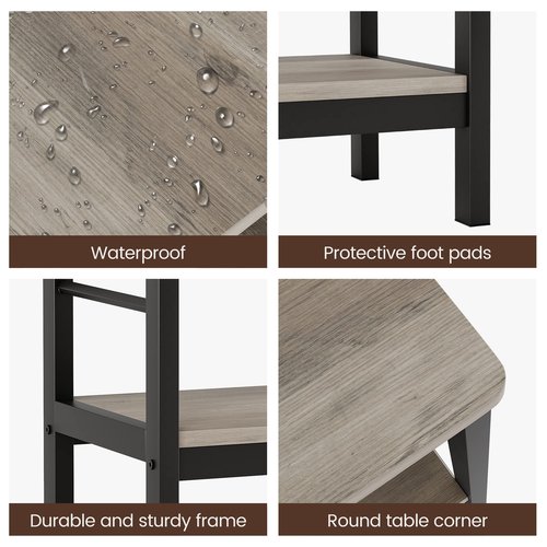 IDEALHOUSE Nightstands - Set of 2 End Tables, 3-Tier Bedside Tables with Sturdy Metal Frame, Space-Saving Nightstand for Bedroom, Living Room, Office