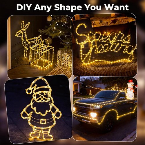 720 LED Rope Lights by 100FT - Waterproof Outdoor & Indoor Decoration with Remote, 8 Modes & 4 Brightness Levels | Warm White