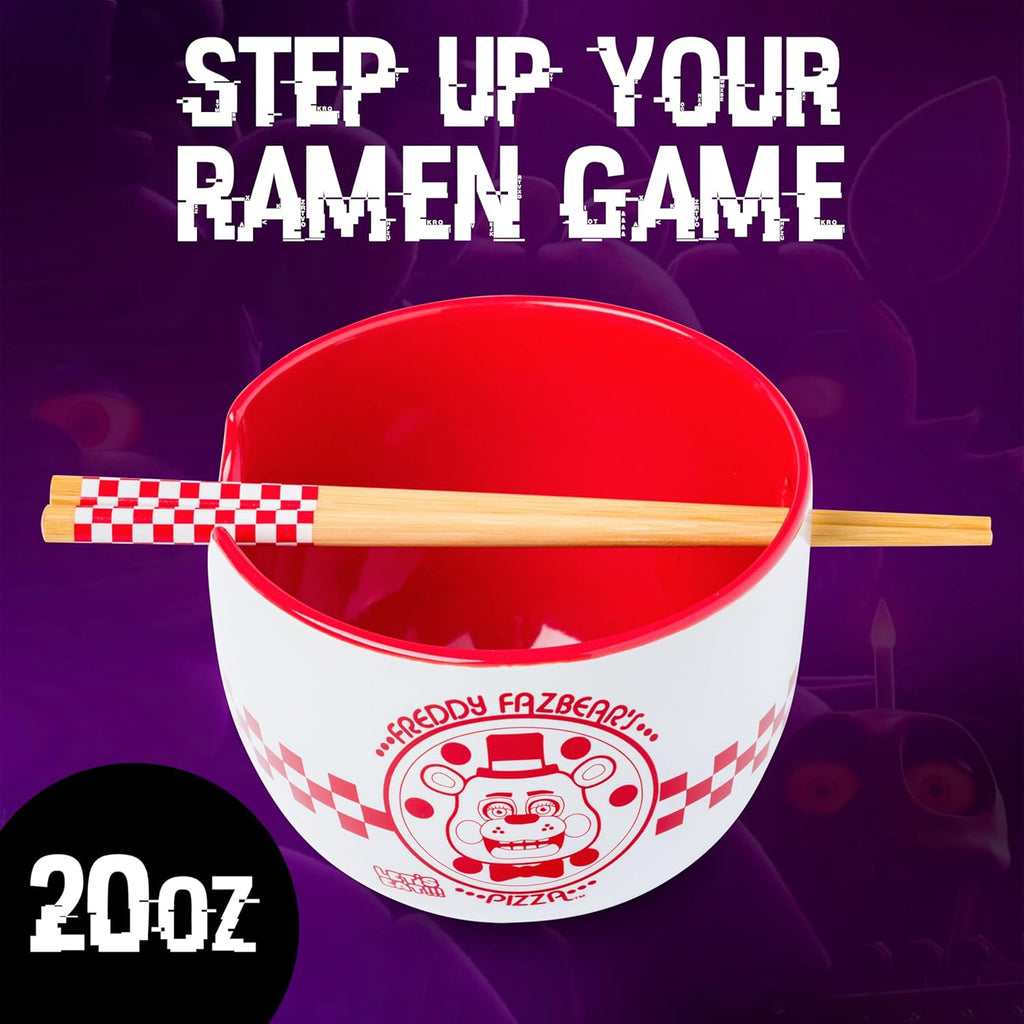 Silver Buffalo Five Nights at Freddy's Ramen Bowl - Ceramic Pizza Box Design, Microwave Safe, 20 Oz