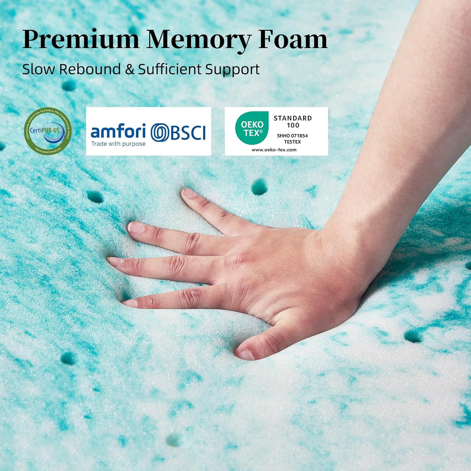 Skiennix 3-Inch Memory Foam Mattress Topper - Gel-Infused for Back Pain Relief | Queen Size 60x80 Inches