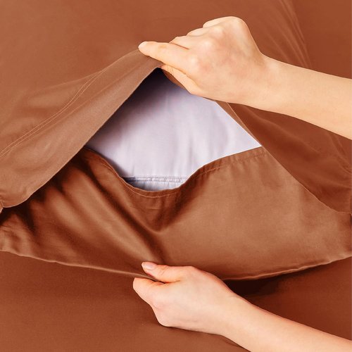 Bedsure Cooling Sheets - Twin XL Bamboo Rayon | Breathable & Soft Deep Pocket Bedding, Burnt Orange