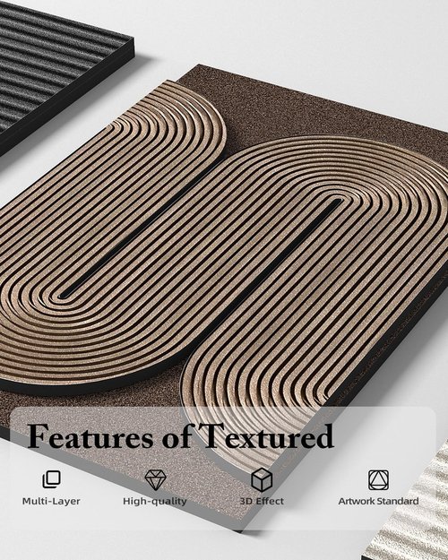 Azartslr 3D Abstract Textured Wall Art - Modern Black & Beige Sandstone Decor for Living Room | 3-Piece Minimalist Artwork Set