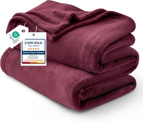 Bedsure GentleSoft Fleece Throw Blanket - Soft, Lightweight Burgundy Red 50x60 Inches Cozy Blanket for Couch & Sofa