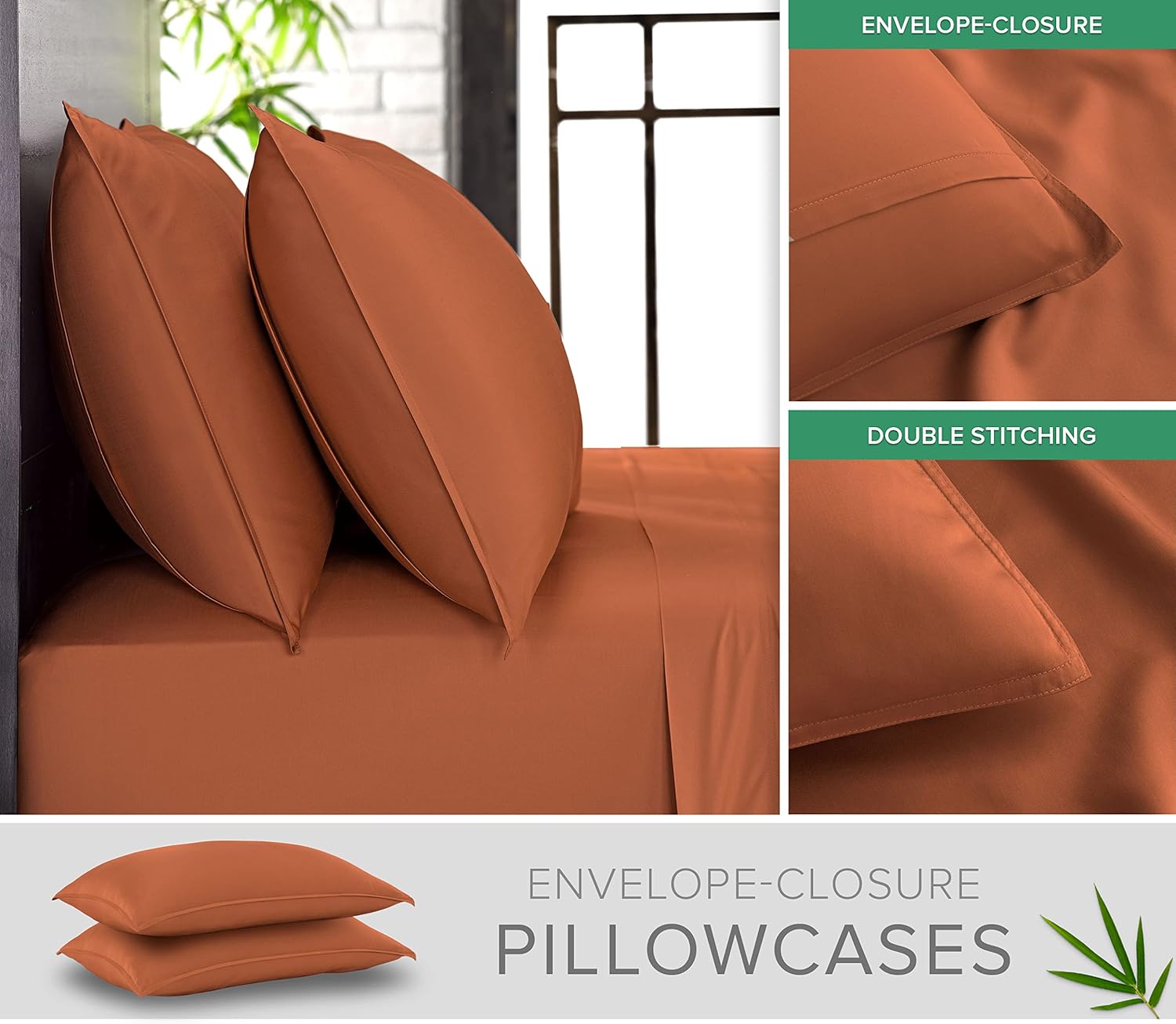 Pure Bamboo Full Sheets - 100% Organic Viscose Bed Sheet Set | Luxuriously Soft & Cooling (Full, Terracotta)