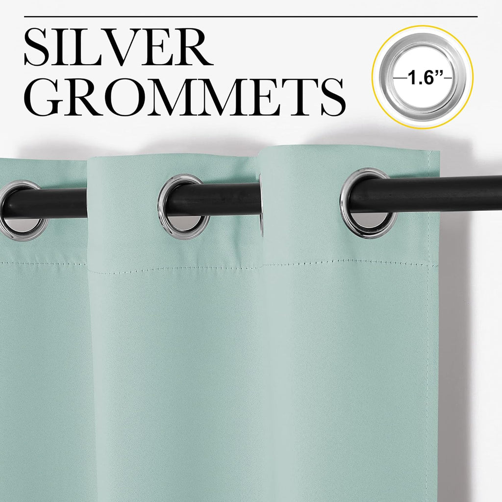 NICETOWN Aqua Blue Thermal Insulated Blackout Curtains - Room Darkening Drapes, Set of 2 (34x45 inches)