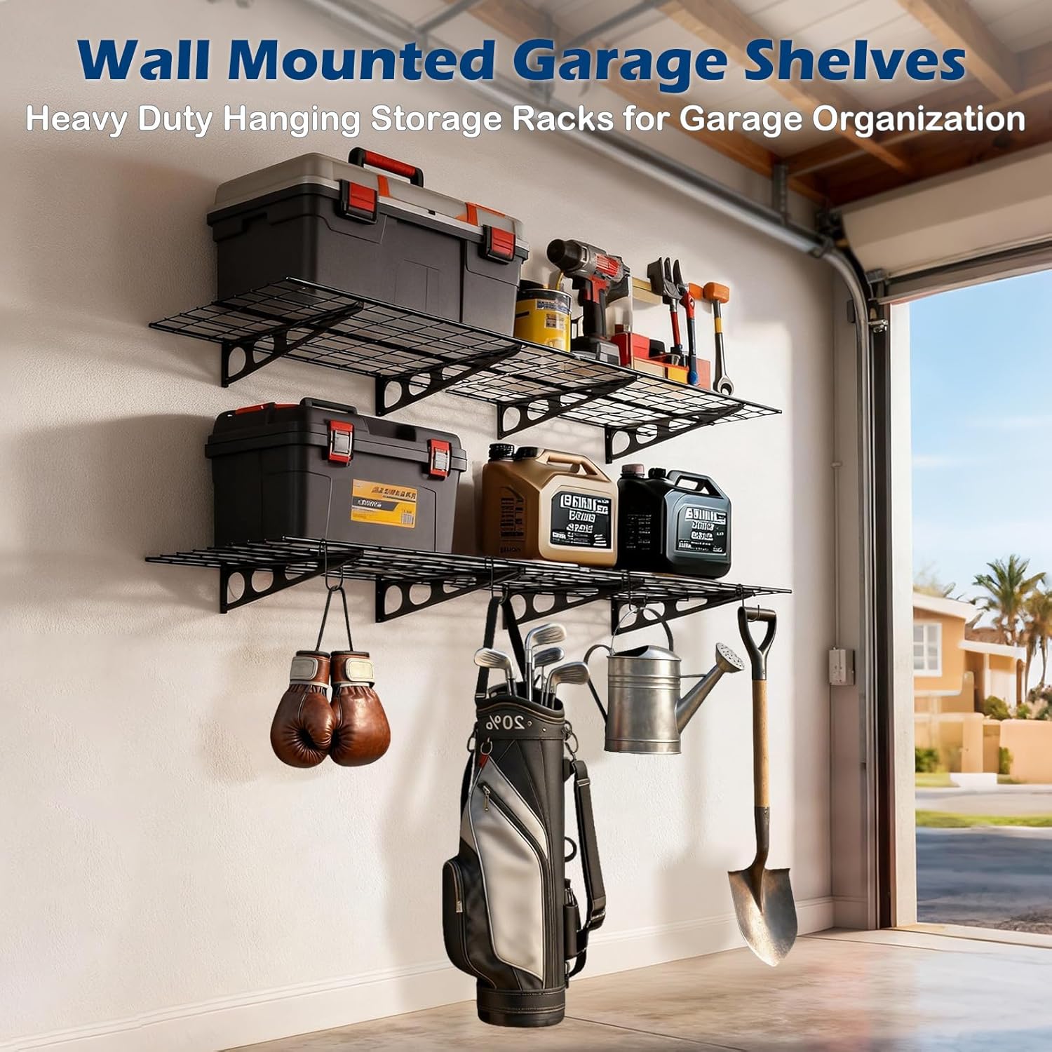Skiennix Garage Wall Shelving - Durable 3x2 Storage Solution | 4-Pack for Organized Spaces