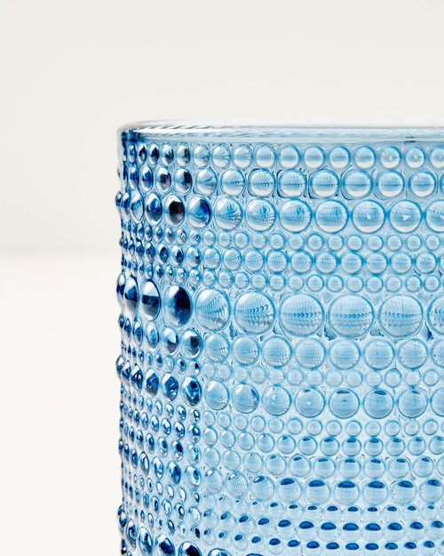 Lilly Pulitzer Double Old Fashioned Glasses, Cute Cocktail Glass Set of 2, 12oz Lowball Glasses, Vintage Inspired Hobnail Glassware, Blue