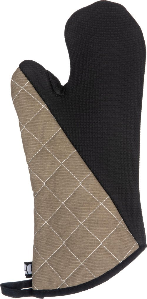 Carlisle FoodService Products 810CM15 San Jamar Textured Neoprene Bestgrip Conventional Temperature Protection Oven Mitt with Magnet and WebGuard, 15" Length, Tan/Brown