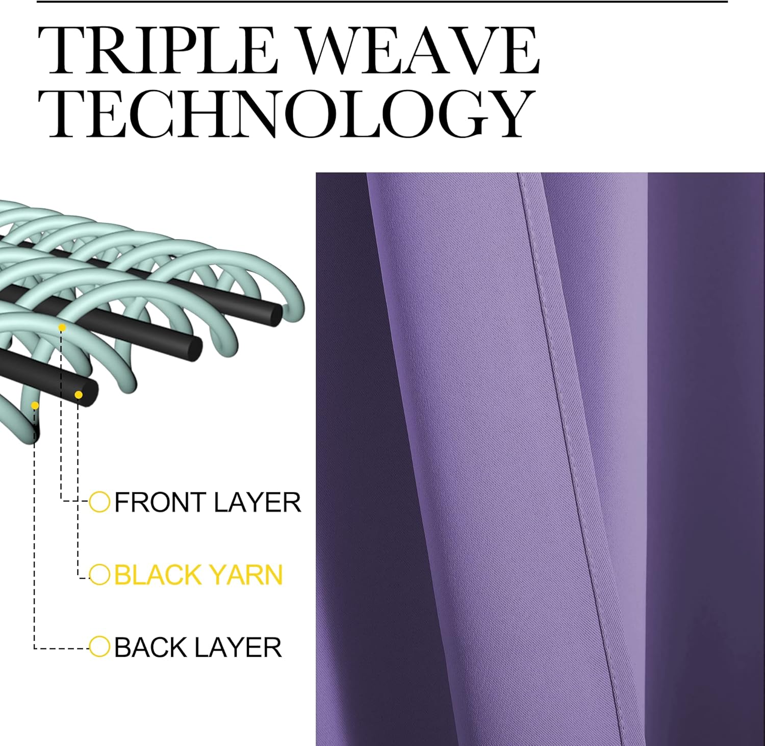 NICETOWN Blackout Curtain Panels - Thermal Insulated Draperies in Lilac Purple | 34 x 72 Inches (1 Pair)