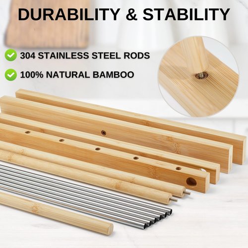 MUMSUNG Pasta Drying Rack, Large 304 Stainless Steel Drying Rack Collapsible 15.7x15.7x15 inch with Handle for Homemade Fresh Pasta Noodle Spaghetti, Design for Easy Storage