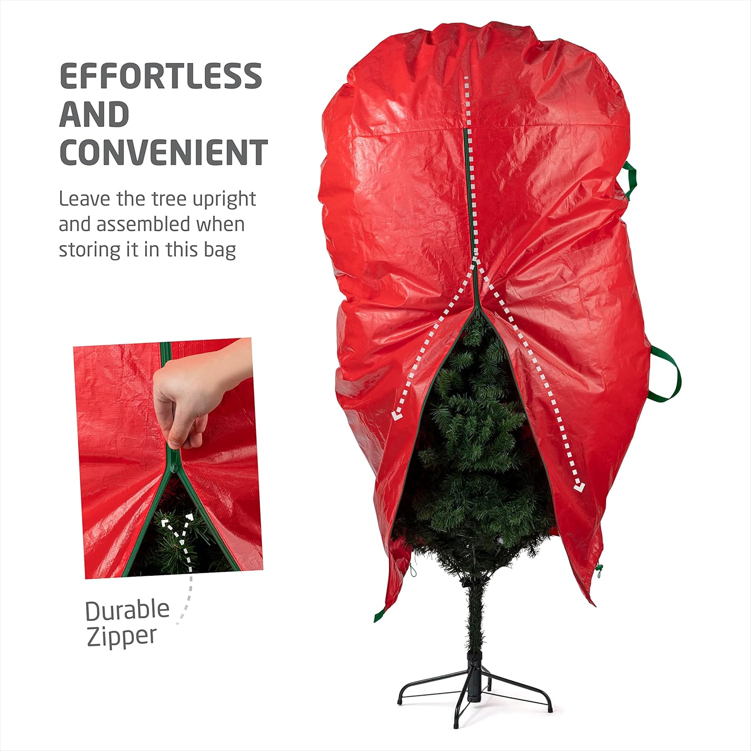 ZOBER Christmas Tree Storage Bag - Waterproof & Durable Design for 7.5 Ft Trees - Red with Drawstring Hem