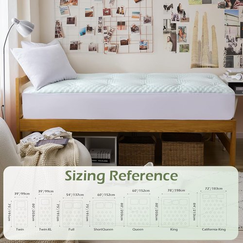 Hansleep Twin Mattress Pad - Memory Foam Topper for Back Pain Relief | Bamboo Viscose, 39" x 75", White