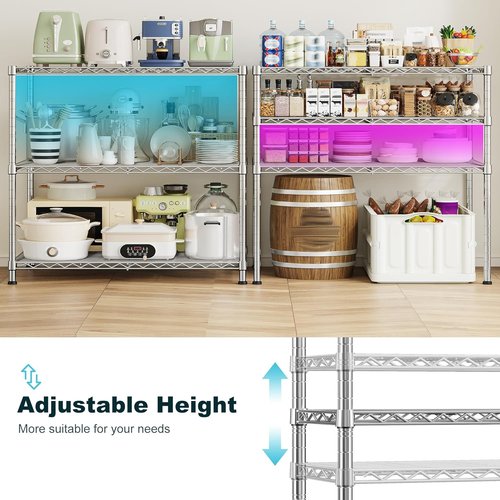 DurayLoly 3-Tier Adjustable Metal Shelving - Heavy Duty Wire Storage Rack | 35.4"W x 23.6"D x 35.4"H, Tool-Free Assembly, Chrome Finish for Kitchen, Bathroom, and More