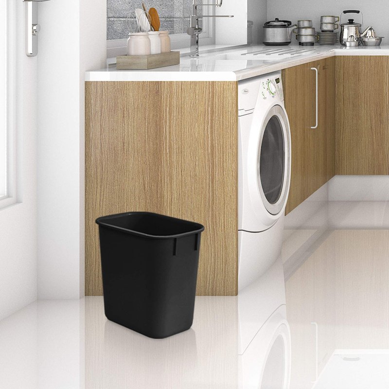 Acrimet Wastebasket, Deskside Bin, 3.25 Gallon/13 Quart/12 Liter, Trash Waste Grabage Can (Plastic) (Black Color) (Set of 8)