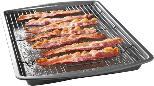 GoodCook Nonstick Carbon Steel Baking Pan & Raised Wire Rack - 15” x 10.5” | Perfect for Pizza, Bacon & More
