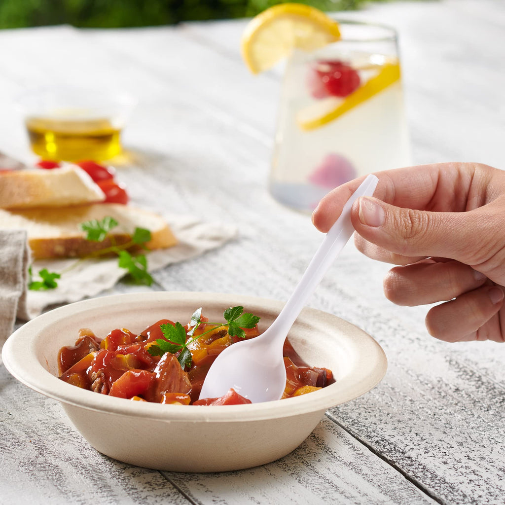 Pantry Value [400 Count] Lightweight White Plastic Tea Spoons - Disposable Cutlery for Parties, Events, and Dinner (Formerly Comfy Package)