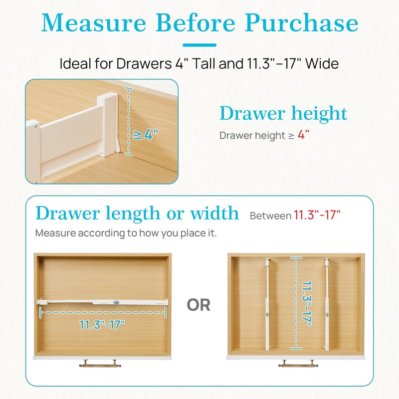 Vtopmart 16 Pack Drawer Dividers for Clothes, 4" High 11.3"-17" Adjustable Expandable Dresser Drawer Organizer, Plastic Drawers Separator for Dresser, Baby Clothes, Underwear, Kitchen & Office Storage