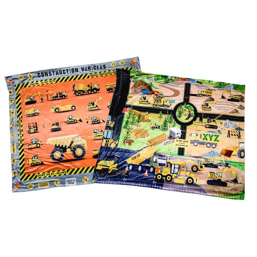 Birdy Boutique Construction Learning Blanket® for Kids – Double-Sided Throw – 50" x 60" – Vehicles, Tools & Signs – Preschool Blanket & Toddler Learning Gift