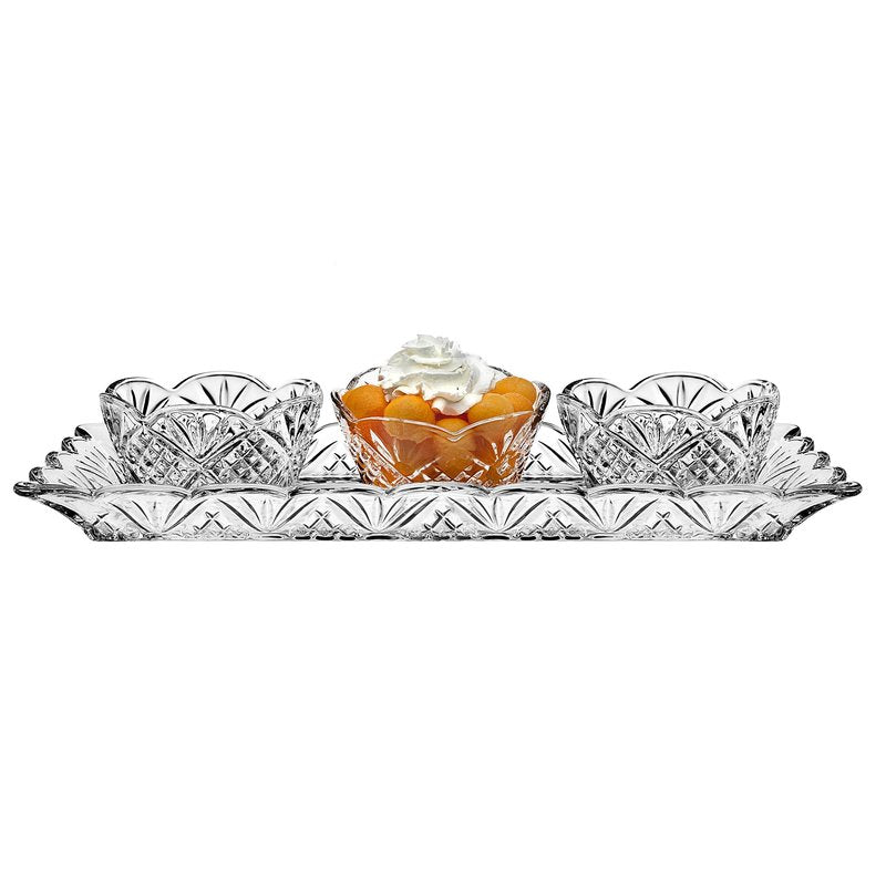 Godinger Dublin Relish Server Tray Set with Tray & Relish Bowls, 4 Piece Set