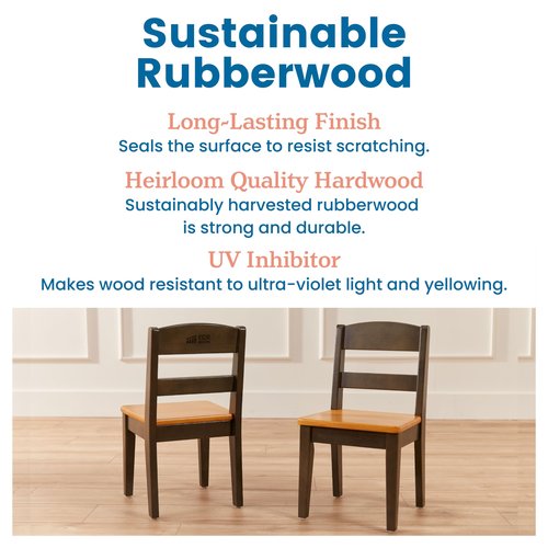 ECR4Kids Hideaway Chair, Kids Furniture, Honey/Grey Wash, 2-Pack