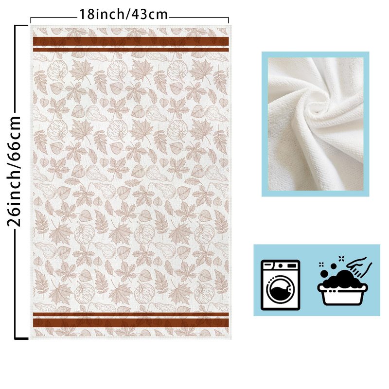 XCHI Fall Sketch Pumpkin Maple Leaf Dish Towels 18x26 Inch Hand Kitchen Towels Dishcloth Home Decorations Set of 2